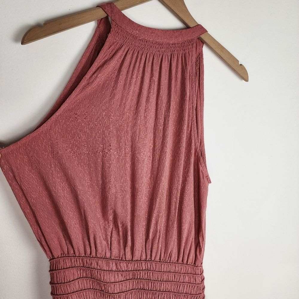 Anthropologie Dress ASTR The Label Midi Dress Sleeveless Smocked Dusty Rose M - Picture 12 of 15